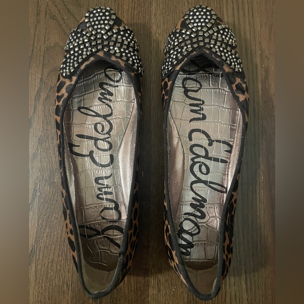 Sam Edelman Leopard Studded Flats Size 7.5